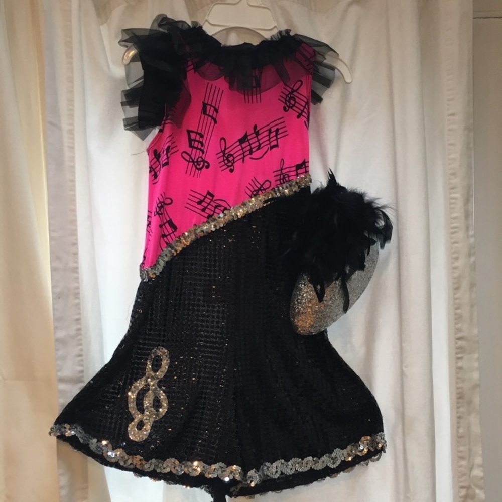 Pink and black tap costume with hat